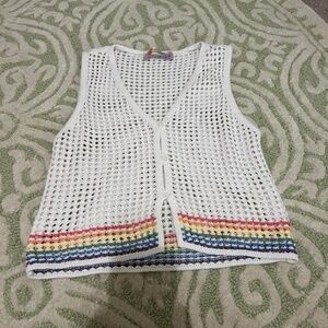Abercrombie and Fitch knit rainbow button down sleeveless sweater vest.